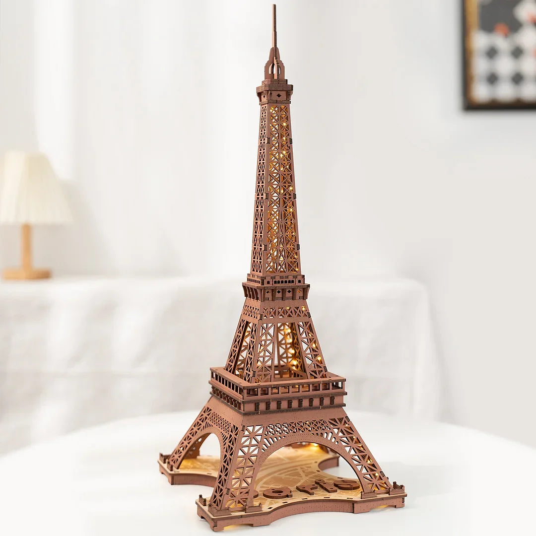 Robotime Rolife Night of the Eiffel Tower 3D Wooden Puzzle DIY Miniature House Model Kit TGL01
