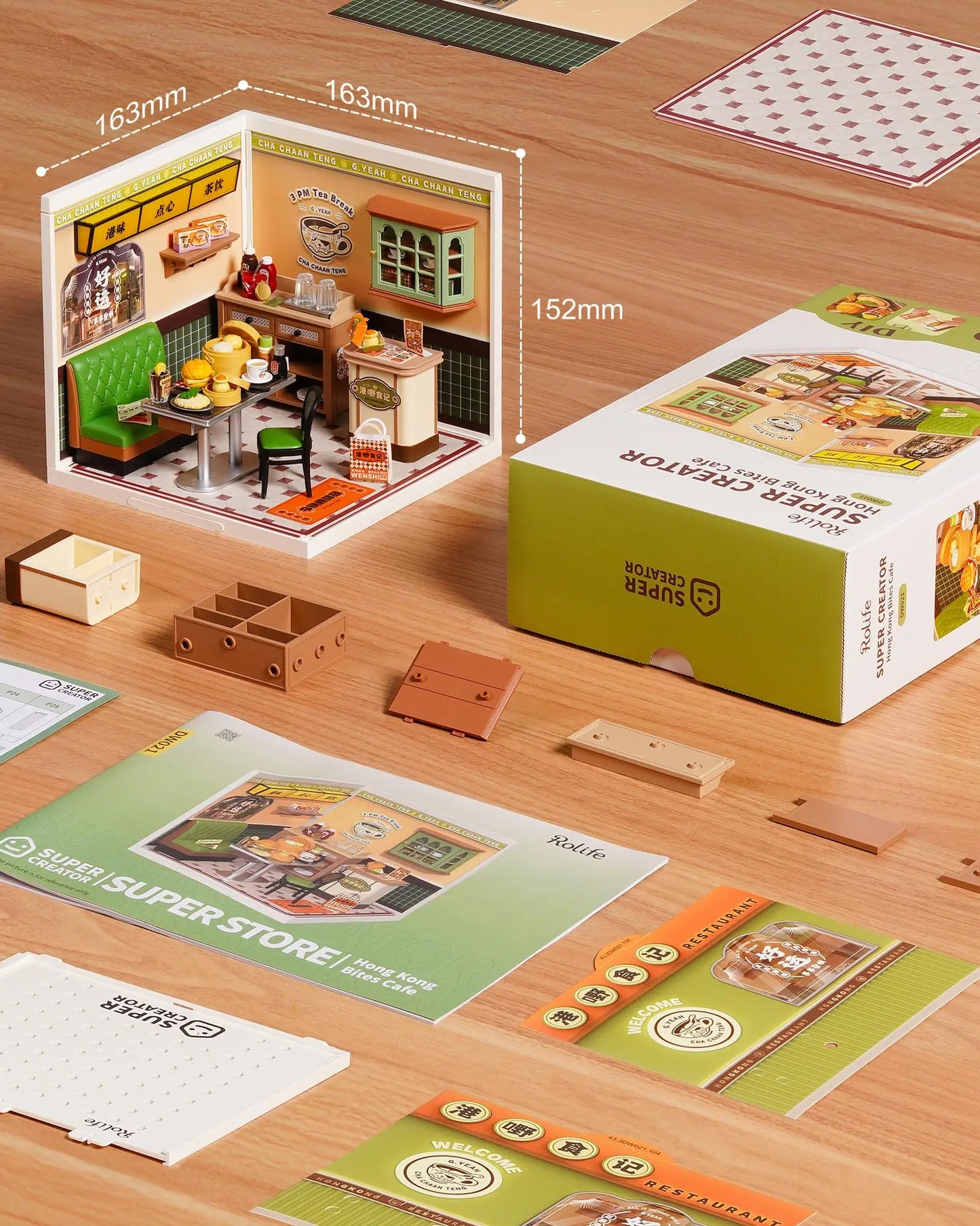 Rolife Hong Kong Bites Cafe Miniature House 3D Puzzle DIY Model Kit DW021 DW022 DW020