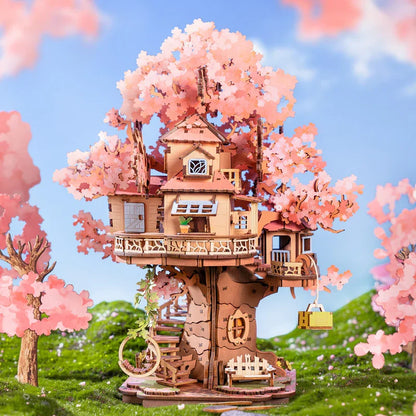 Robotime Rolife Sakura Tree House 3D Wooden Puzzle DIY Model Kit TGS04