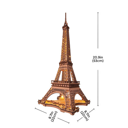 Robotime Rolife Night of the Eiffel Tower 3D Wooden Puzzle DIY Miniature House Model Kit TGL01