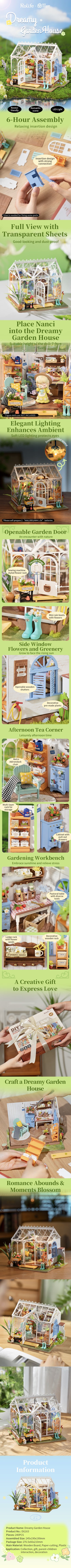 Robotime Rolife Dreamy Garden House DIY Miniature House Model Kit DG163