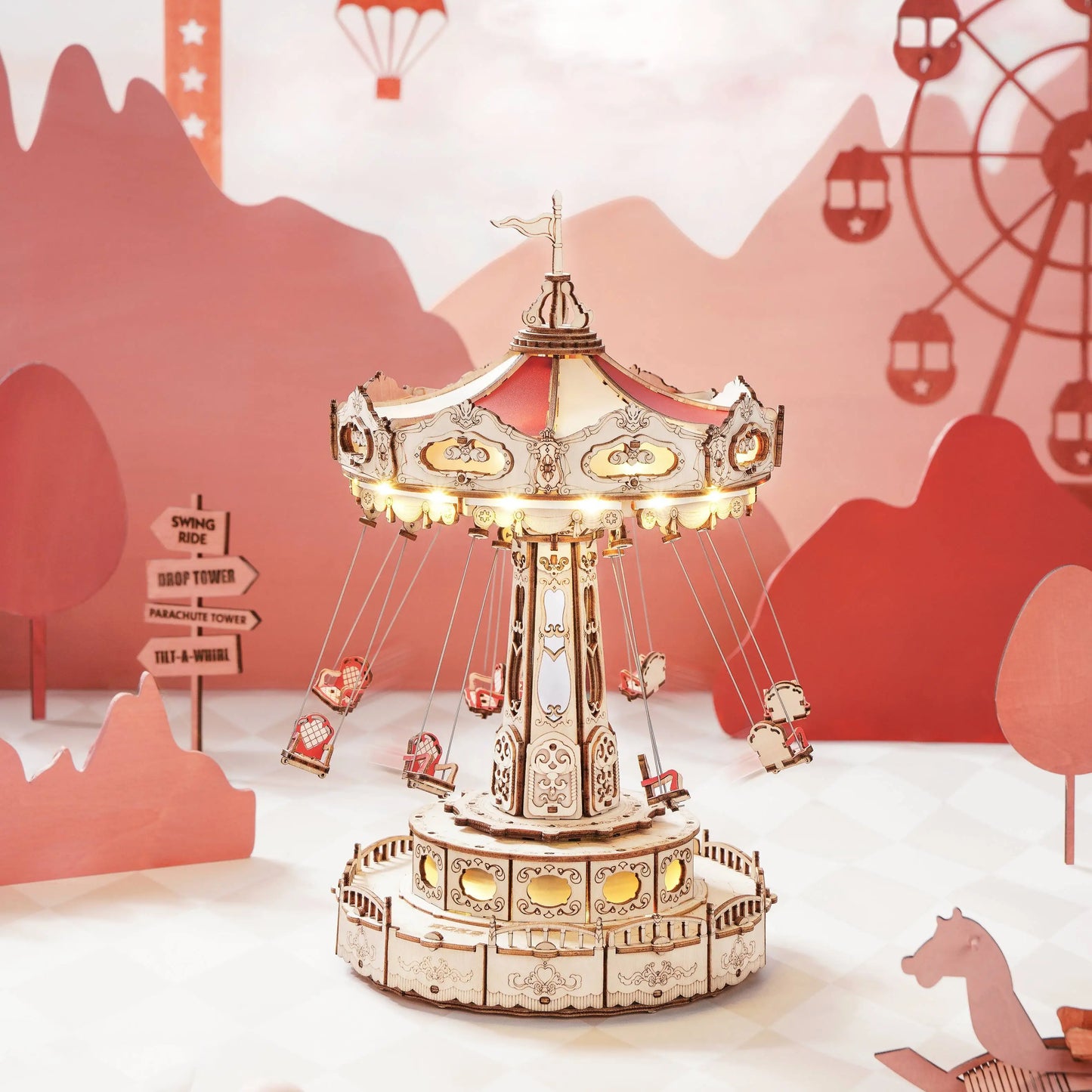 ROKR Swing Ride DIY Wooden Puzzle Music Box Model Kit EA02