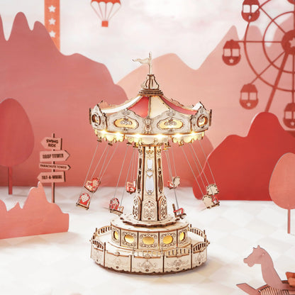 ROKR Swing Ride DIY Wooden Puzzle Music Box Model Kit EA02