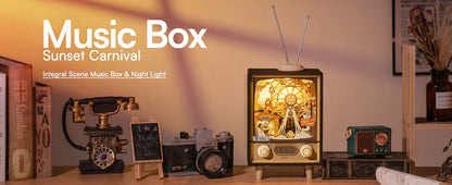 Robotime Rolife Sunset Carnival Series DIY Wooden Puzzle Music Box Model Kit AMT01 AMK81 AMK63