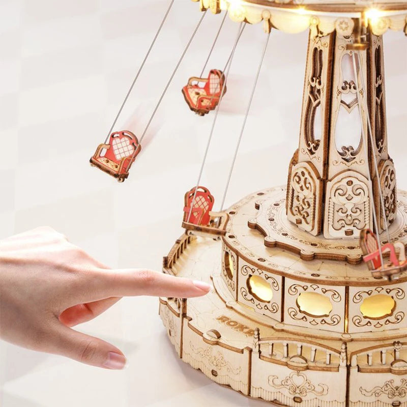 ROKR Swing Ride DIY Wooden Puzzle Music Box Model Kit EA02