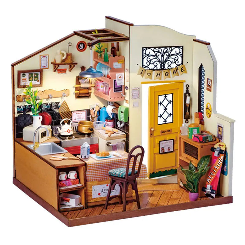 Robotime Rolife Homey Kitchen DIY Miniature House Wooden Model Kit DG159
