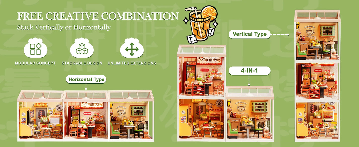 Rolife Hong Kong Bites Cafe Miniature House 3D Puzzle DIY Model Kit DW021 DW022 DW020