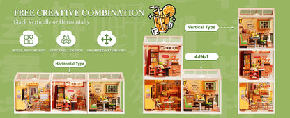 Rolife Hong Kong Bites Cafe Miniature House 3D Puzzle DIY Model Kit DW021 DW022 DW020