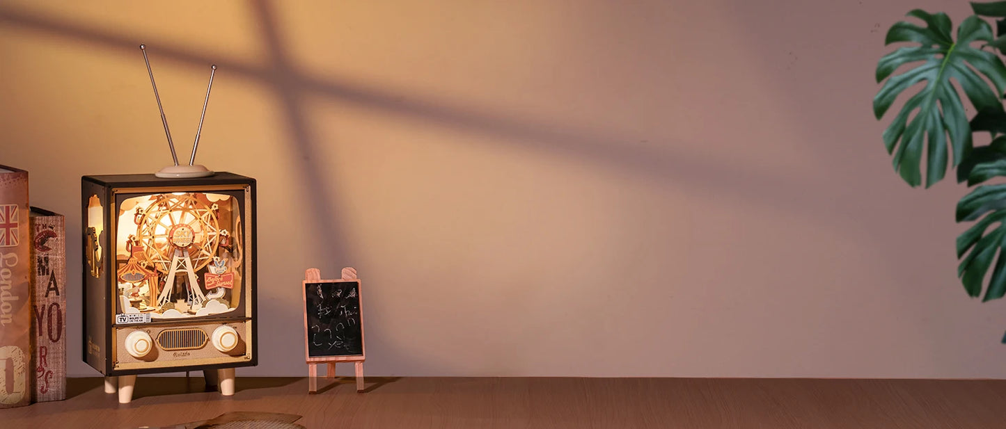 Robotime Rolife Sunset Carnival Series DIY Wooden Puzzle Music Box Model Kit AMT01 AMK81 AMK63