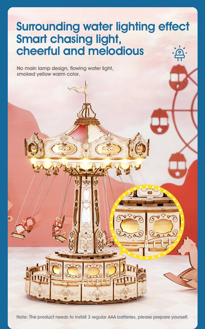 ROKR Swing Ride DIY Wooden Puzzle Music Box Model Kit EA02