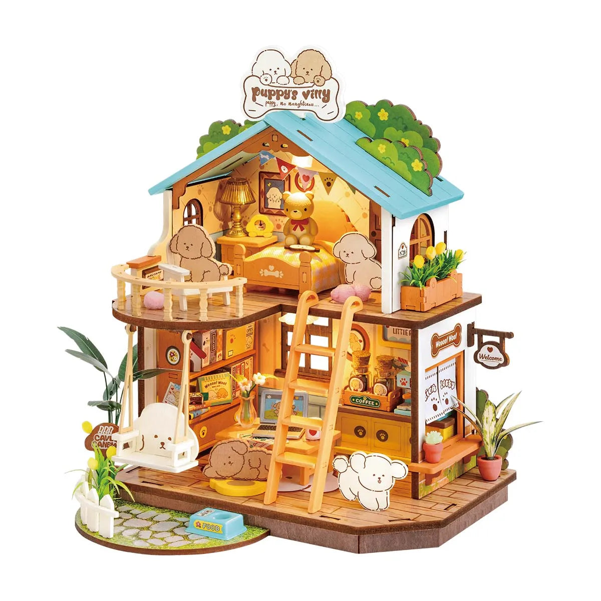 Robotime Rolife Puppy's Cozy Villa DIY Miniature House Model Kit DG169