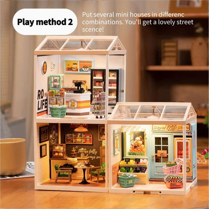 Robotime Rolife Super Creator Series DIY Miniature House Model Kit DW004 DW005B DW006