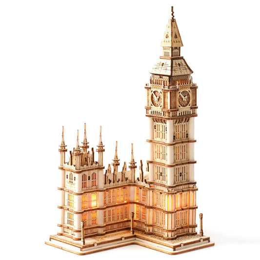Robotime Rolife DIY 3D Tower Bridge Big Ben Famous Building Wooden Puzzle Game Easy Assembly Toy Gift for Children Teen Adult