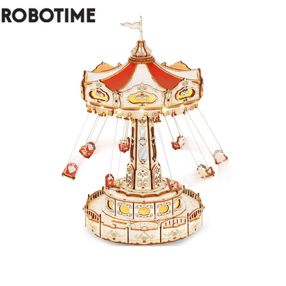 ROKR Swing Ride DIY Wooden Puzzle Music Box Model Kit EA02