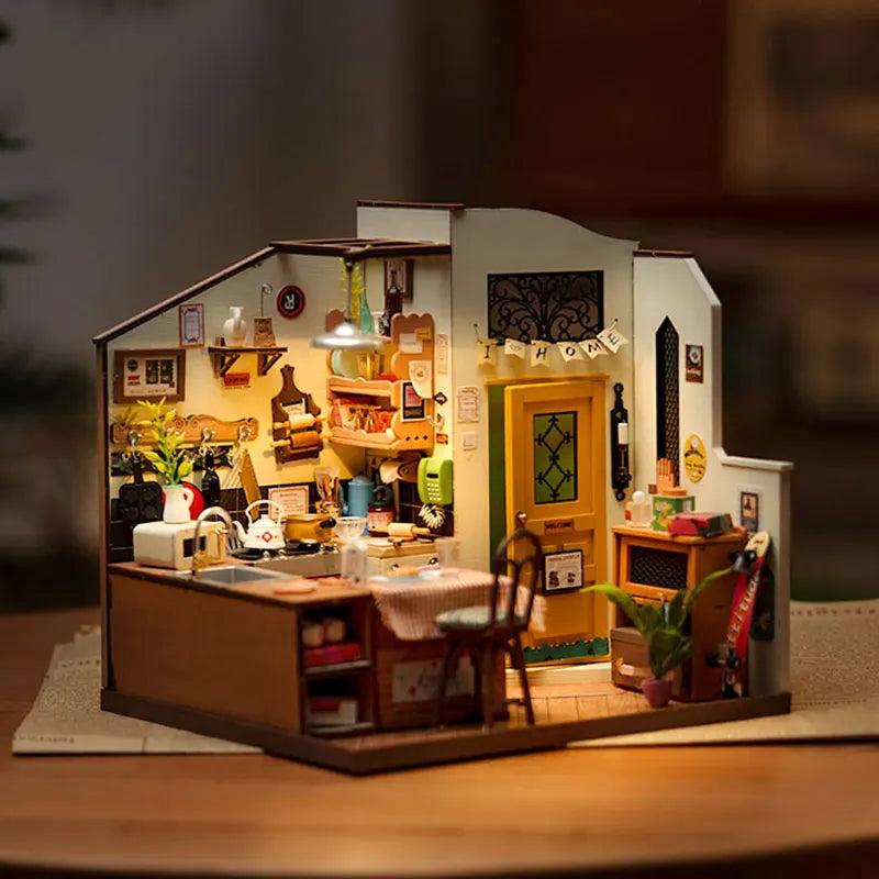 Robotime Rolife Homey Kitchen DIY Miniature House Wooden Model Kit DG159