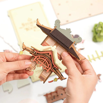 Robotime Rolife Falling Sakura Book Nook DIY Wooden Puzzle Bookend Model Kit TGB05