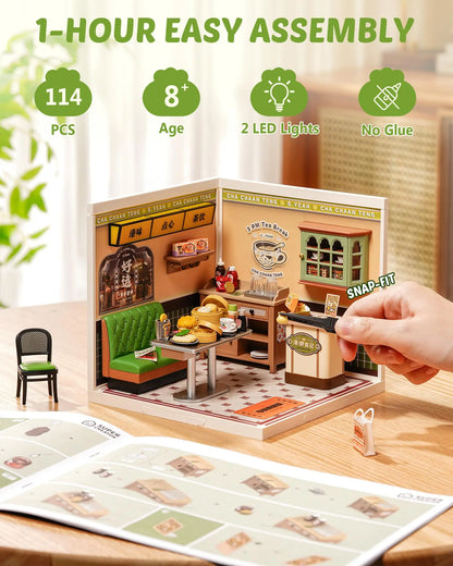 Rolife Hong Kong Bites Cafe Miniature House 3D Puzzle DIY Model Kit DW021 DW022 DW020