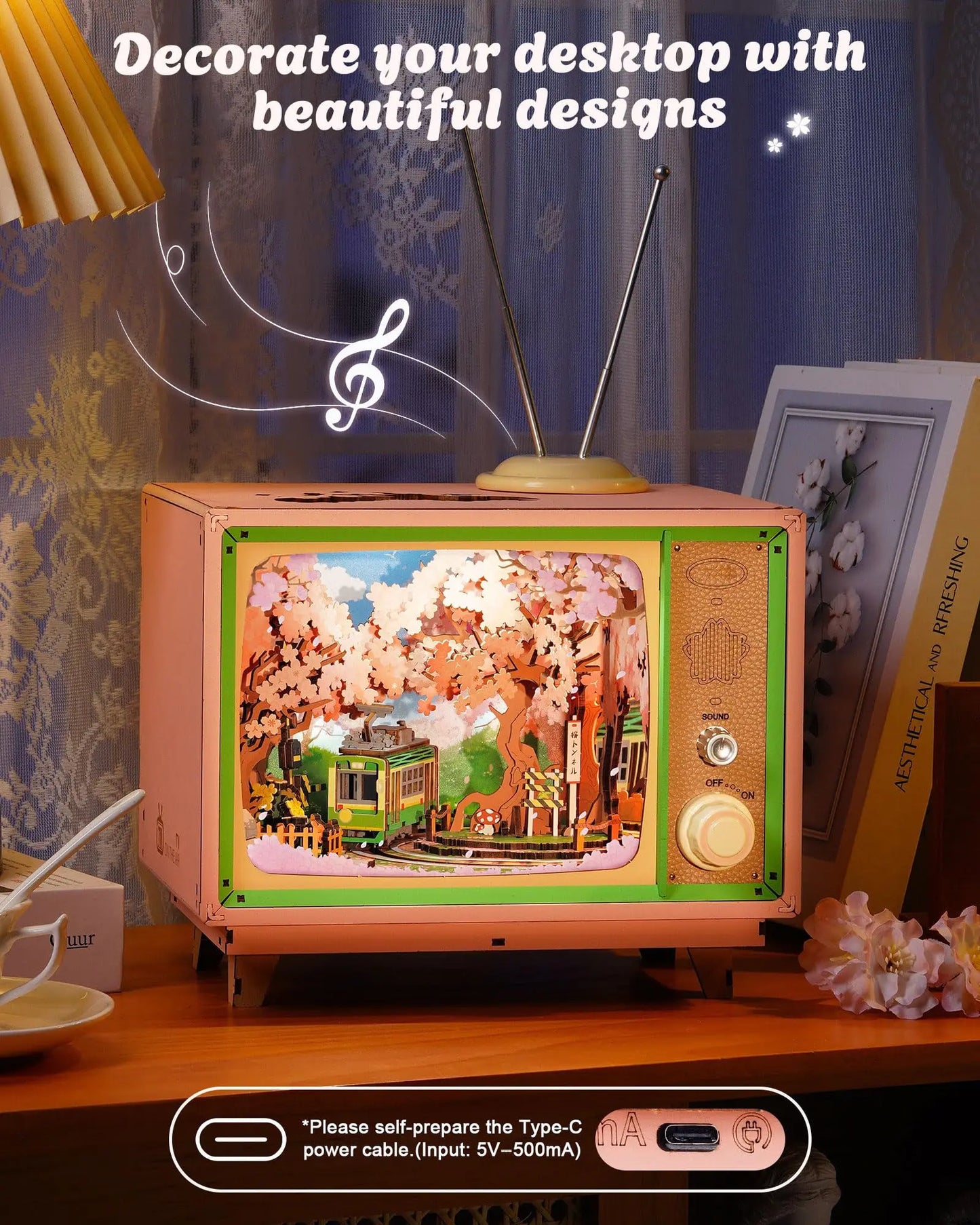 Rolife Sakura Dreamy Tour Wooden Music Box 3D Puzzle DIY Model Kit AMT02