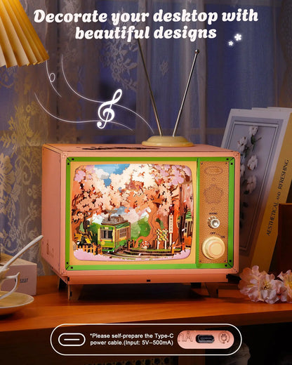 Rolife Sakura Dreamy Tour Wooden Music Box 3D Puzzle DIY Model Kit AMT02