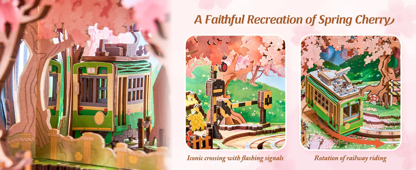 Rolife Sakura Dreamy Tour Wooden Music Box 3D Puzzle DIY Model Kit AMT02