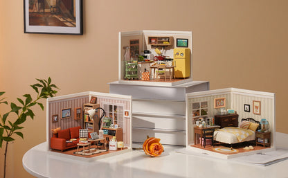 Robotime Rolife Super Store Series Happy Meals Kitchen DIY Miniature House Model Kit DW008