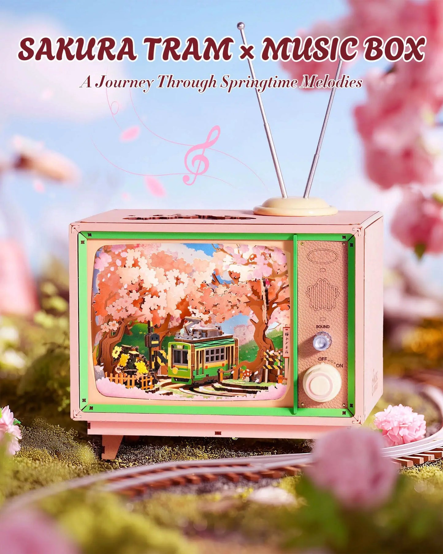 Rolife Sakura Dreamy Tour Wooden Music Box 3D Puzzle DIY Model Kit AMT02