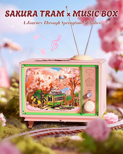 Rolife Sakura Dreamy Tour Wooden Music Box 3D Puzzle DIY Model Kit AMT02