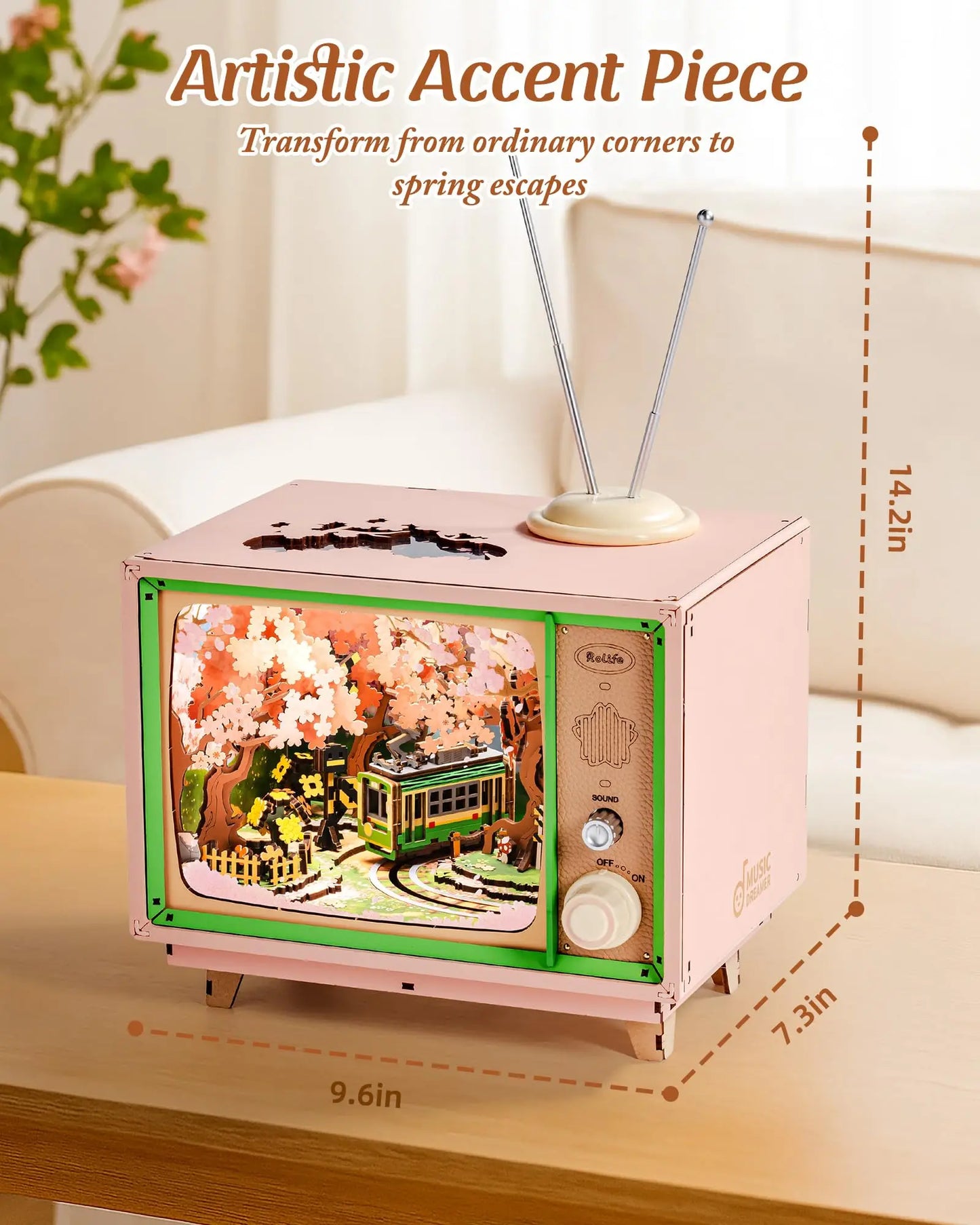 Rolife Sakura Dreamy Tour Wooden Music Box 3D Puzzle DIY Model Kit AMT02