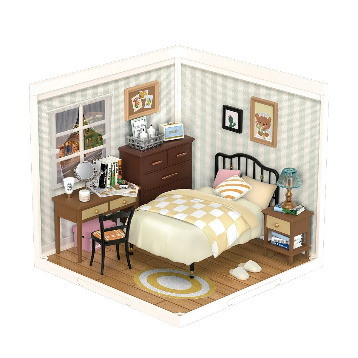 Robotime Rolife Super Store Sweet Dream Bedroom DIY Miniature House Model Kit DW009