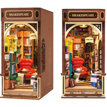 Robotime Rolife Booknook Bookstore DIY Wooden Puzzle Book Nook Model Kit TGB07