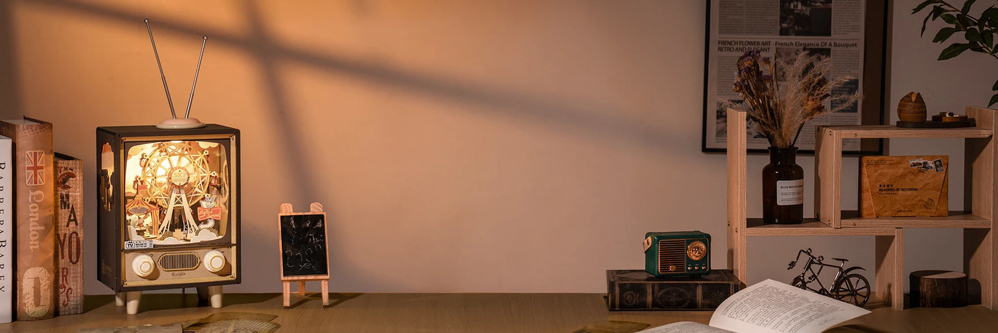 Robotime Rolife Sunset Carnival Series DIY Wooden Puzzle Music Box Model Kit AMT01 AMK81 AMK63