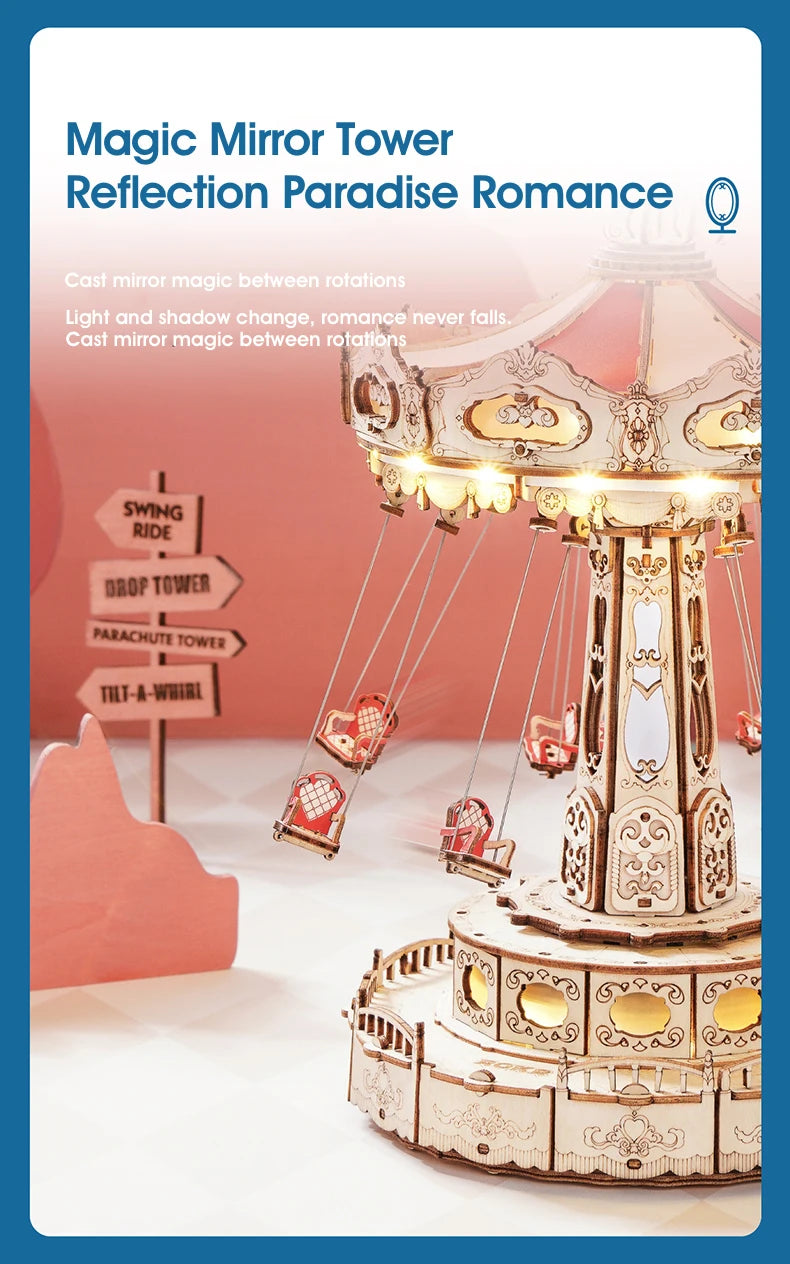 ROKR Swing Ride DIY Wooden Puzzle Music Box Model Kit EA02