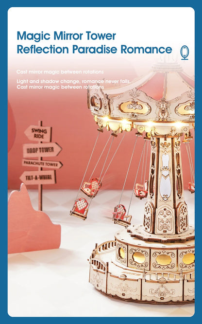ROKR Swing Ride DIY Wooden Puzzle Music Box Model Kit EA02