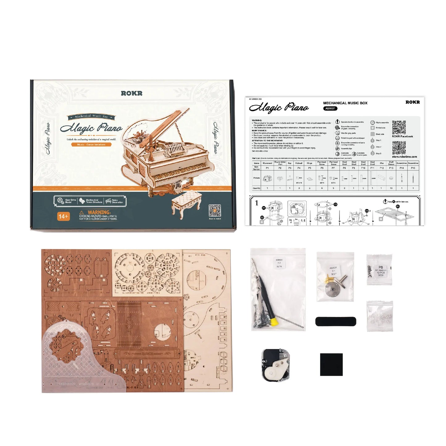 Robotime Rolife Sunset Carnival Series DIY Wooden Puzzle Music Box Model Kit AMT01 AMK81 AMK63