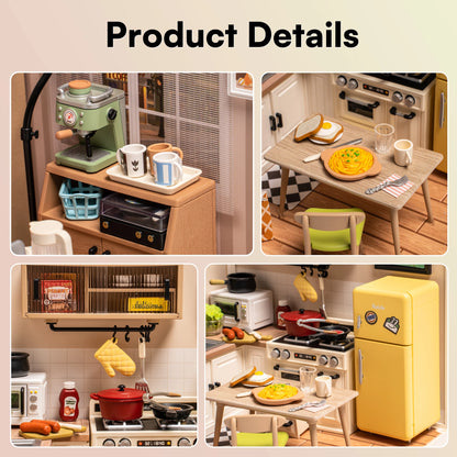 Robotime Rolife Super Store Series Happy Meals Kitchen DIY Miniature House Model Kit DW008