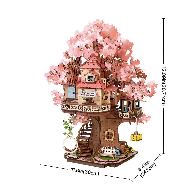 Robotime Rolife Sakura Tree House 3D Wooden Puzzle DIY Model Kit TGS04