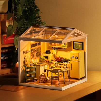 Robotime Rolife Super Store Series Happy Meals Kitchen DIY Miniature House Model Kit DW008
