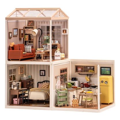 Robotime Rolife Super Store Series Happy Meals Kitchen DIY Miniature House Model Kit DW008