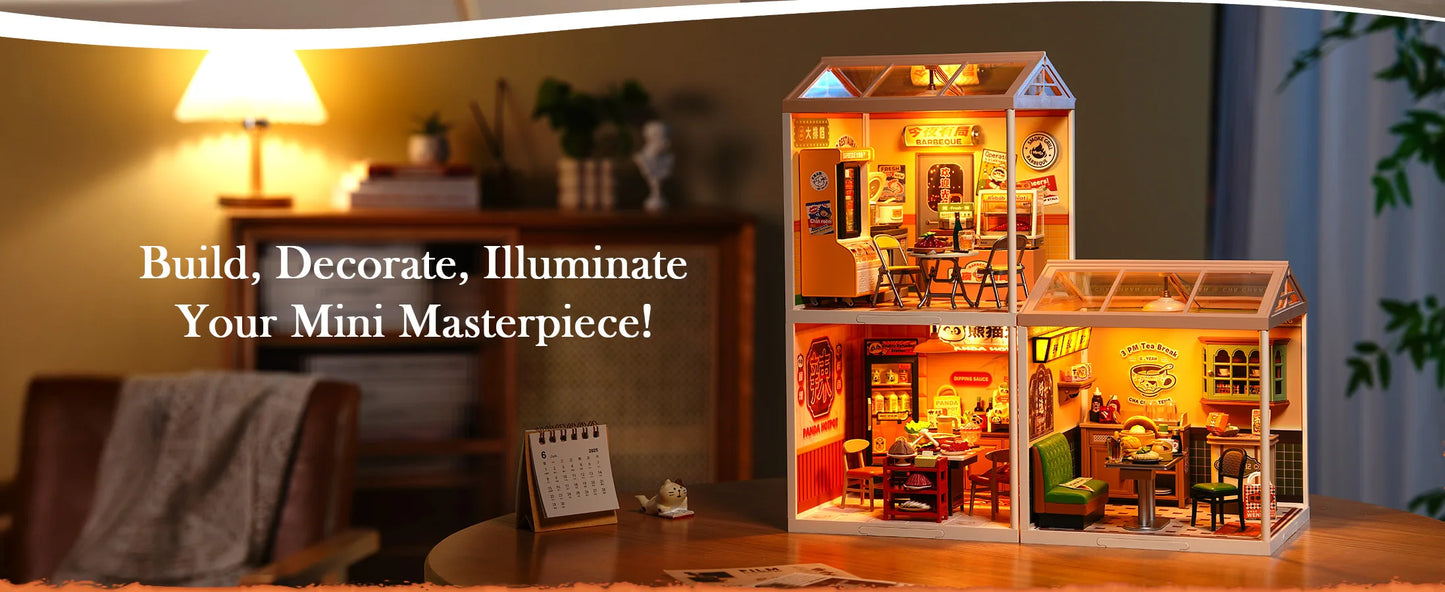 Rolife Hong Kong Bites Cafe Miniature House 3D Puzzle DIY Model Kit DW021 DW022 DW020