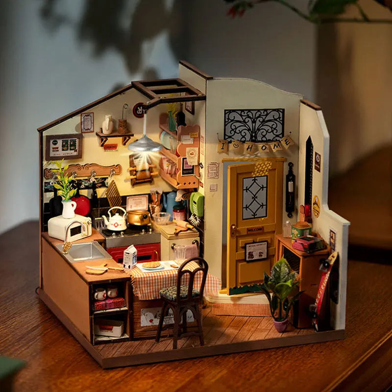 Robotime Rolife Homey Kitchen DIY Miniature House Wooden Model Kit DG159