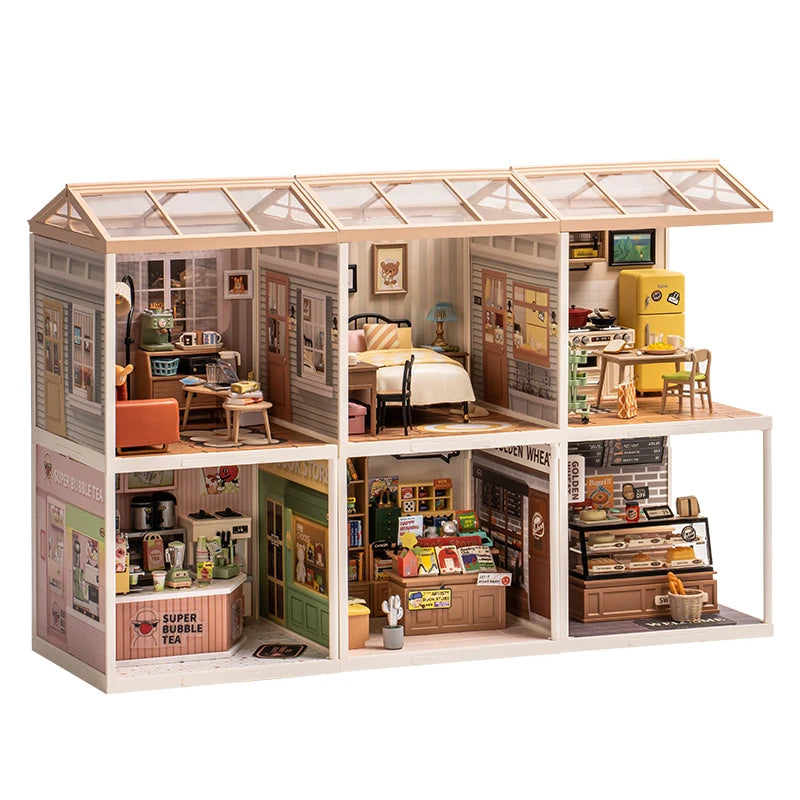 Robotime Rolife Super Store Series Happy Meals Kitchen DIY Miniature House Model Kit DW008