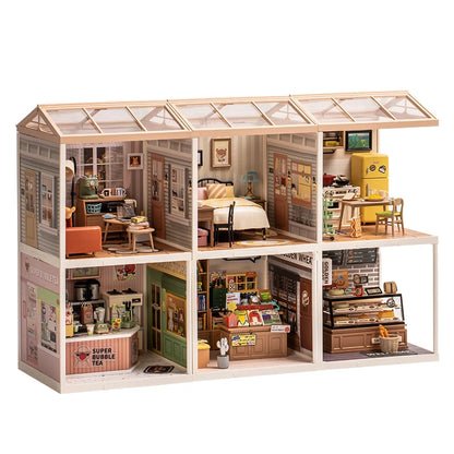 Robotime Rolife Super Store Series Happy Meals Kitchen DIY Miniature House Model Kit DW008