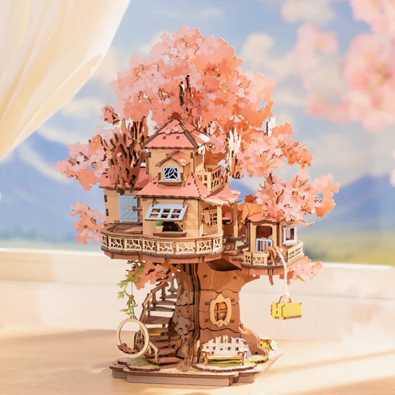 Robotime Rolife Sakura Tree House 3D Wooden Puzzle DIY Model Kit TGS04