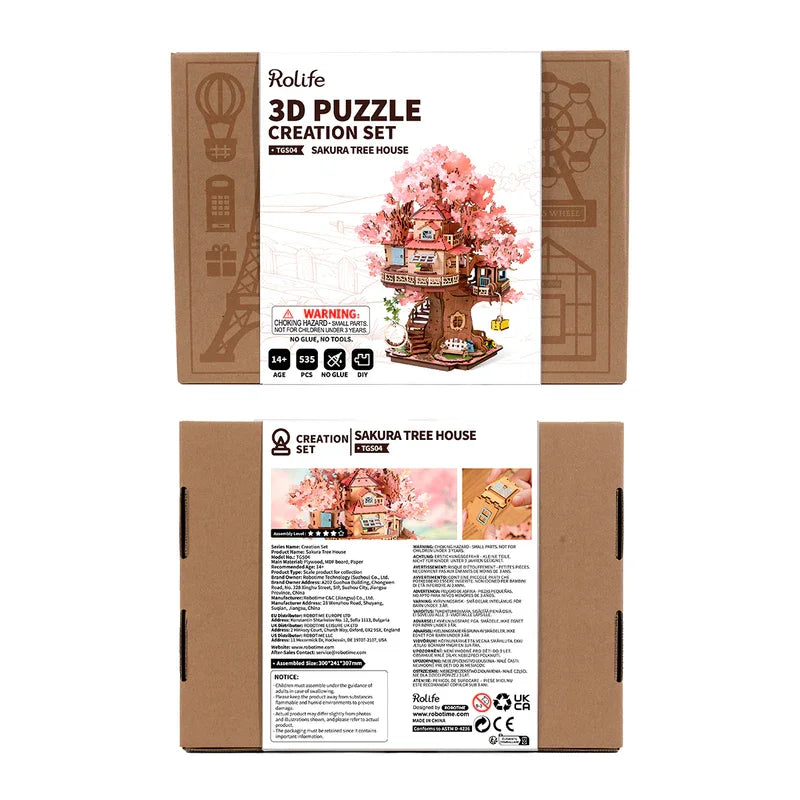 Robotime Rolife Sakura Tree House 3D Wooden Puzzle DIY Model Kit TGS04