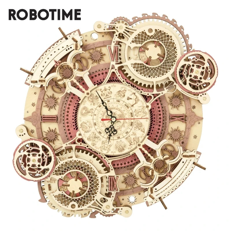 ROKR Zodiac Wall Clock Time Art 3D Wooden Puzzle DIY Model Kit LC601