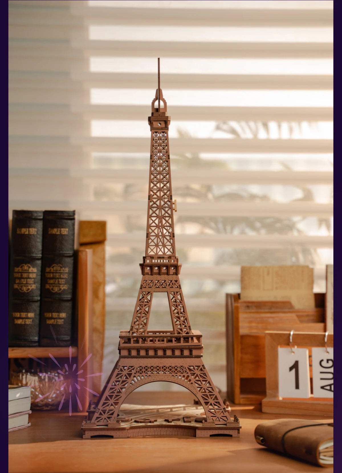 Robotime Rolife Night of the Eiffel Tower 3D Wooden Puzzle DIY Miniature House Model Kit TGL01