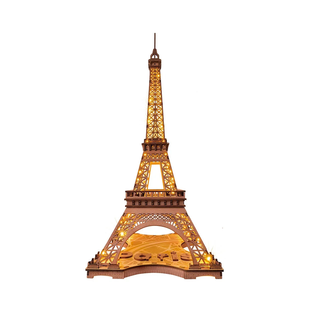 Robotime Rolife Night of the Eiffel Tower 3D Wooden Puzzle DIY Miniature House Model Kit TGL01