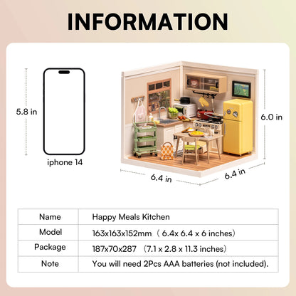 Robotime Rolife Super Store Series Happy Meals Kitchen DIY Miniature House Model Kit DW008