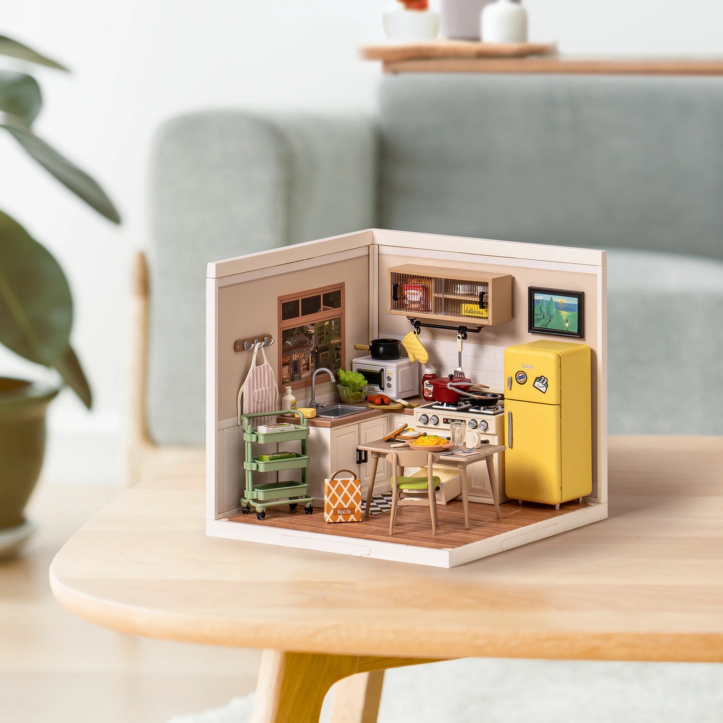 Robotime Rolife Super Store Series Happy Meals Kitchen DIY Miniature House Model Kit DW008