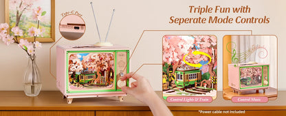 Rolife Sakura Dreamy Tour Wooden Music Box 3D Puzzle DIY Model Kit AMT02